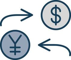 Currency Exchange Line Filled Grey Icon vector