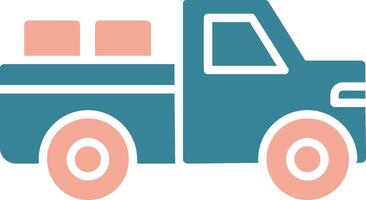 Pickup Truck Glyph Two Color Icon vector