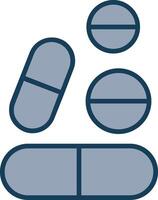 Pills Line Filled Grey Icon vector
