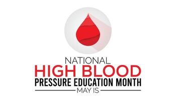 nacional alto sangre presión educación mes observado cada año en mayo. modelo para fondo, bandera, tarjeta, póster con texto inscripción. vector