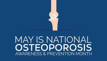 nacional osteoporosis conciencia y prevención mes observado cada año en mayo. modelo para fondo, bandera, tarjeta, póster con texto inscripción. vector