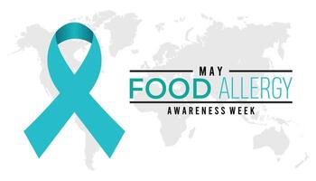 comida alergia conciencia semana observado cada año en mayo. modelo para fondo, bandera, tarjeta, póster con texto inscripción. vector
