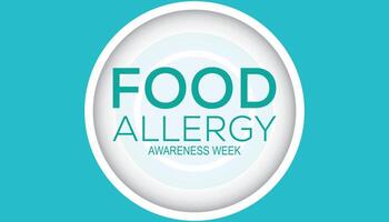 Food Allergy Awareness Week observed every year in May. Template for background, banner, card, poster with text inscription. vector