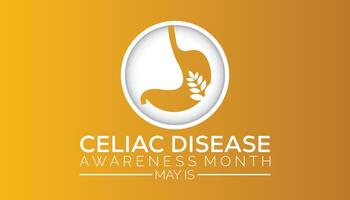 Celiac Disease Awareness Month observed every year in May. Template for background, banner, card, poster with text inscription. vector