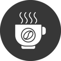 café glifo invertido icono vector