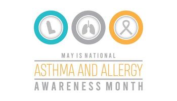 National Asthma and Allergy Awareness Month observed every year in May. Template for background, banner, card, poster with text inscription. vector