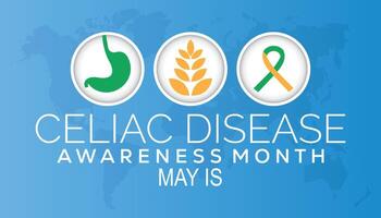 Celiac Disease Awareness Month observed every year in May. Template for background, banner, card, poster with text inscription. vector