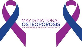 nacional osteoporosis conciencia y prevención mes observado cada año en mayo. modelo para fondo, bandera, tarjeta, póster con texto inscripción. vector