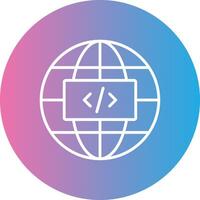 Earth Globe Line Gradient Circle Icon vector