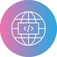 Earth Globe Line Gradient Circle Icon vector