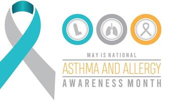 National Asthma and Allergy Awareness Month observed every year in May. Template for background, banner, card, poster with text inscription. vector