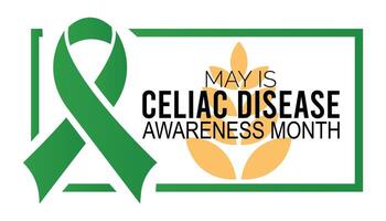 Celiac Disease Awareness Month observed every year in May. Template for background, banner, card, poster with text inscription. vector