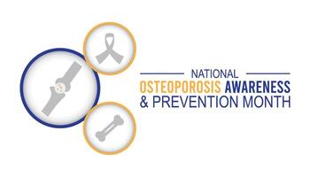 National Osteoporosis Awareness and prevention month observed every year in May. Template for background, banner, card, poster with text inscription. vector