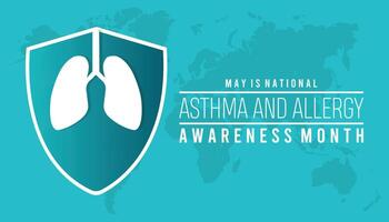 nacional asma y alergia conciencia mes observado cada año en mayo. modelo para fondo, bandera, tarjeta, póster con texto inscripción. vector