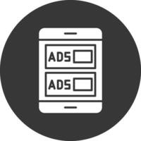 Ads Campaign Glyph Inverted Icon vector