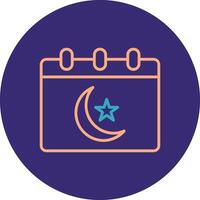 Ramadan Time Table Line Two Color Circle Icon vector