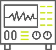 icono de dos colores de línea de osciloscopio vector