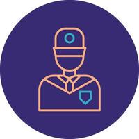 Security Guard Line Two Color Circle Icon vector