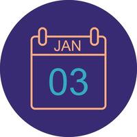 January Line Two Color Circle Icon vector
