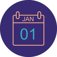 January Line Two Color Circle Icon vector