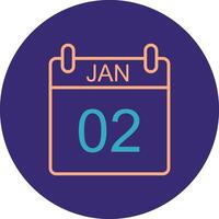 January Line Two Color Circle Icon vector