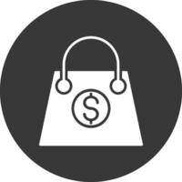 icono de glifo de bolsa de compras invertido vector