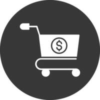 Shopping Cart Glyph Inverted Icon vector