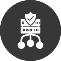 Data Protection Glyph Inverted Icon vector