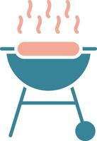 parrilla de barbacoa glifo icono de dos colores vector