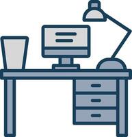 Work Table Line Filled Grey Icon vector