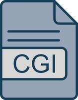 CGI File Format Line Filled Grey Icon vector