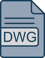 DWG File Format Line Filled Grey Icon vector