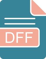 DFF archivo formato glifo dos color icono vector