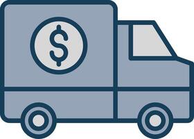 dinero transporte línea lleno gris icono vector