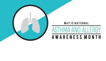 National Asthma and Allergy Awareness Month observed every year in May. Template for background, banner, card, poster with text inscription. vector