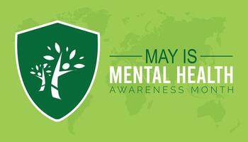 Mental Health Awareness Month observed every year in May. Template for background, banner, card, poster with text inscription. vector