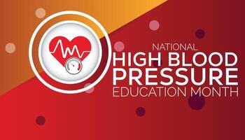 national high blood pressure education month observed every year in May. Template for background, banner, card, poster with text inscription. vector