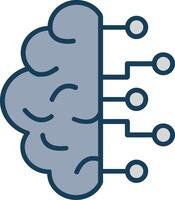 Brain Line Filled Grey Icon vector