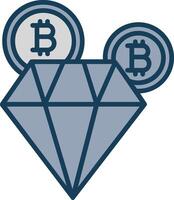 Bitcoin Diamond Line Filled Grey Icon vector