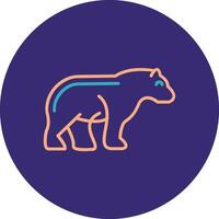 Bear Line Two Color Circle Icon vector