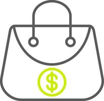 línea de bolsa de compras icono de dos colores vector