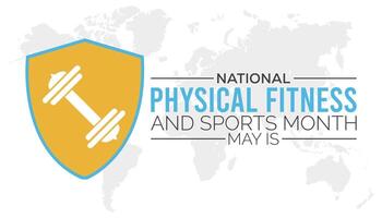 National Physical Fitness and Sports Month observed every year in May. Template for background, banner, card, poster with text inscription. vector