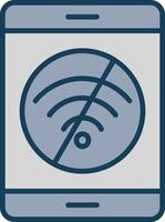 No Internet Line Filled Grey Icon vector