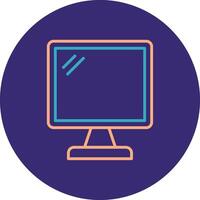 Monitor Screen Line Two Color Circle Icon vector