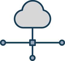 Cloud Connection Line Filled Grey Icon vector