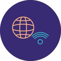Internet Connection Line Two Color Circle Icon vector