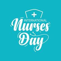 Happy International Nurses Day template design with creative text and medical elements on blue background. Nurses Day banner, poster, greeting card design. vector