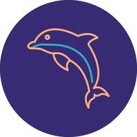 Dolphin Line Two Color Circle Icon vector