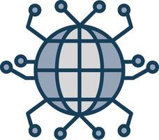 Global Networking Line Filled Grey Icon vector