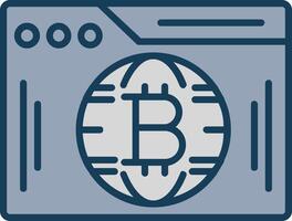 Bitcoin Web Line Filled Grey Icon vector